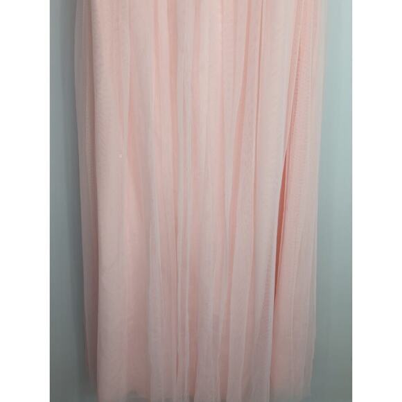 David’s Bridal Floral Laced One-Shoulder  Maxi‎ Dress Petal Pink Size 8 NWT - Picture 10 of 11